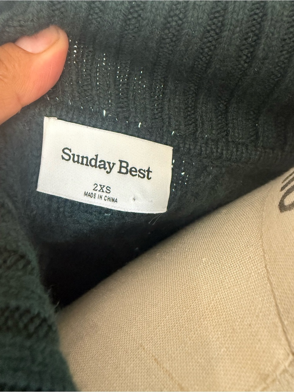 Aritzia Dark Green Cable-Knit Half-Zip Sweater - Picture 6 of 8